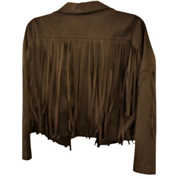 Black Faux Suede Fringe Jacket. S - Picture 1 of 9